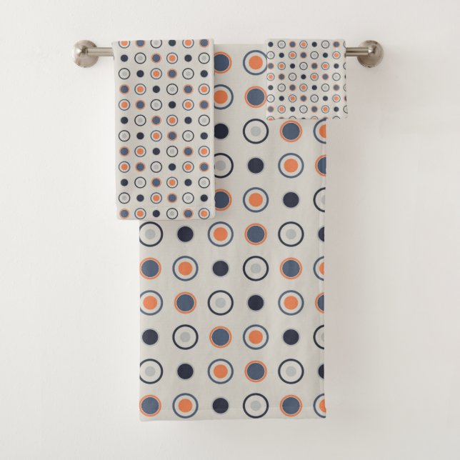 blue and orange Dots  Bath Towel Set (Insitu)