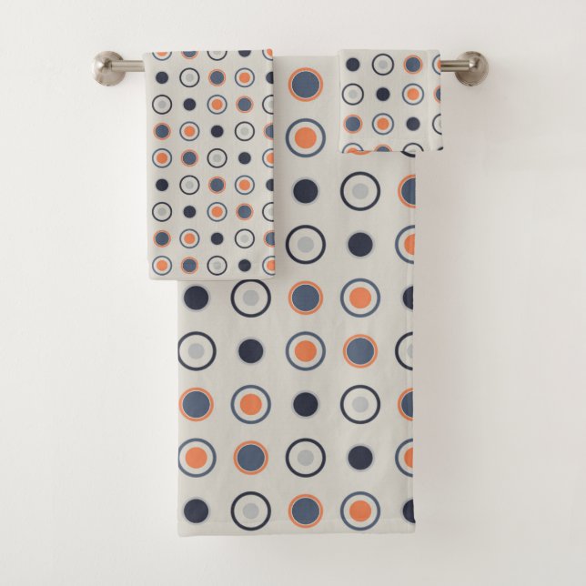 blue and orange Dots  Bath Towel Set (Insitu)