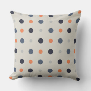 blue and orange Dots  Throw Pillow