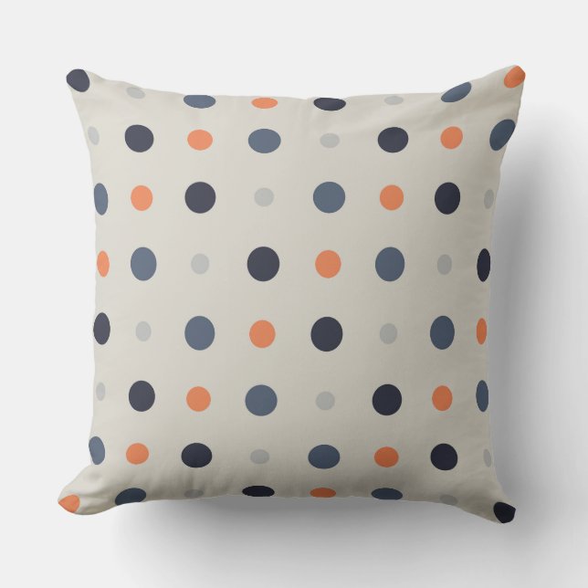blue and orange Dots  Throw Pillow (Front)