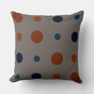 blue and orange Dots  Throw Pillow