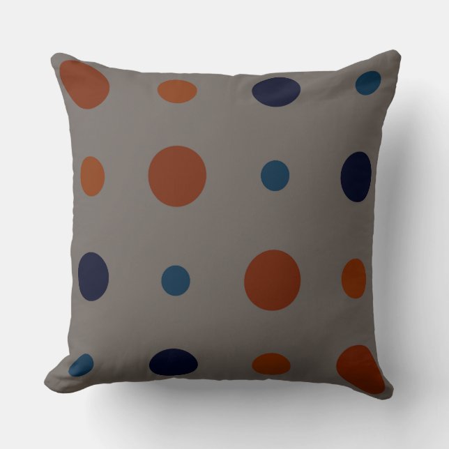 blue and orange Dots  Throw Pillow (Front)