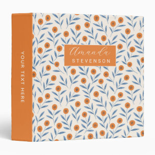 Blue and Orange Floral Binder