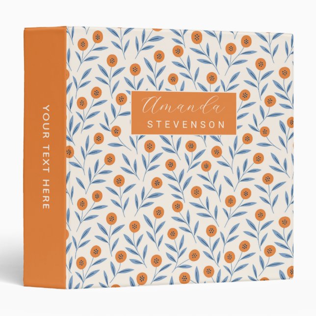 Blue and Orange Floral Binder (Front/Spine)