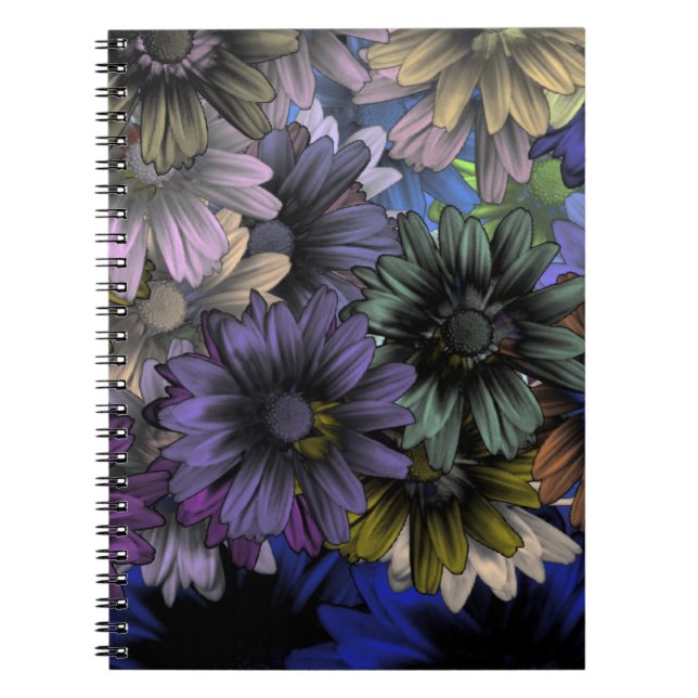 Blue and orange floral pattern notebook (Front)