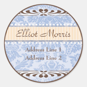 Blue and Orange Florals Birth Address Label
