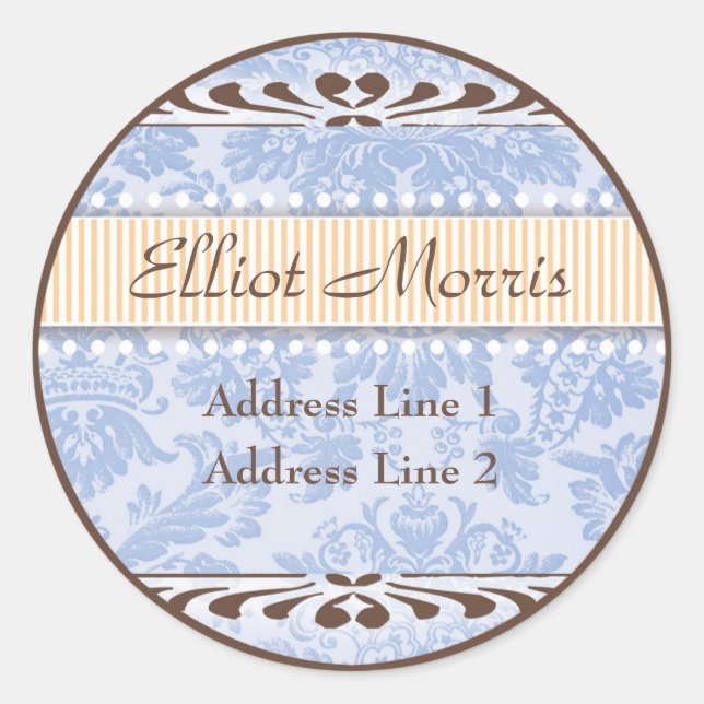 Blue and Orange Florals Birth Address Label (Front)