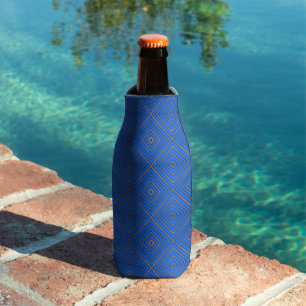 Blue And Orange Hypnotic Diamond Modern Pop Art Bottle Cooler