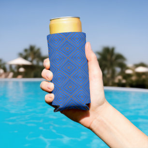 Blue And Orange Hypnotic Diamond Modern Pop Art Seltzer Can Cooler