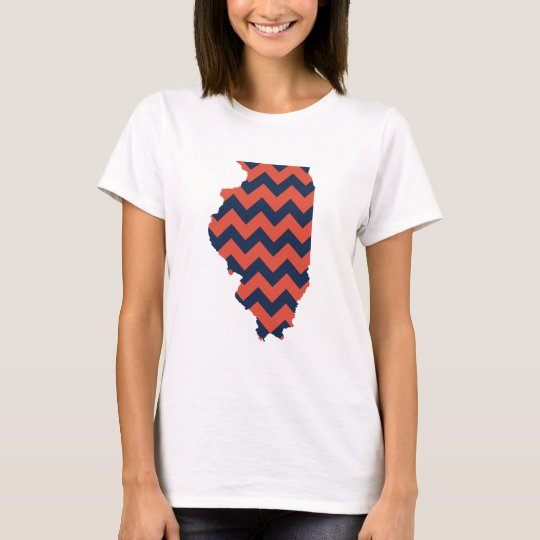 Blue and Orange Illinois Chevron Stripes T-Shirt