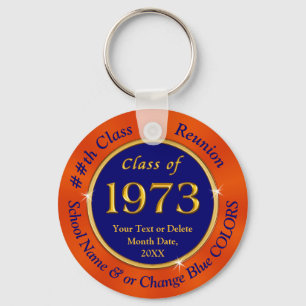 Blue and Orange, Inexpensive, Class Reunion Favors Keychain