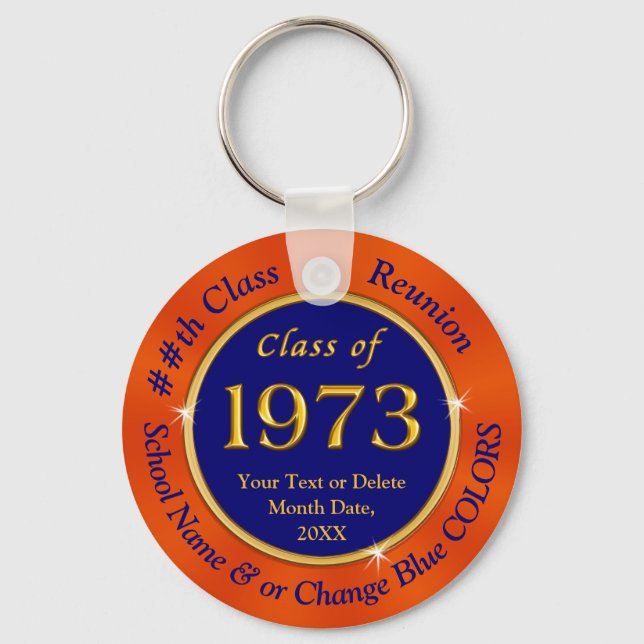 Blue and Orange, Inexpensive, Class Reunion Favour Keychain (Front)