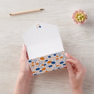 Blue and Orange Lemon Pattern Playful Fruit-Themed All In One Invitation