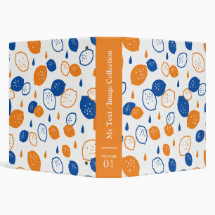 Blue and Orange Lemon Pattern Playful Fruit-Themed Binder
