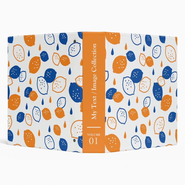 Blue and Orange Lemon Pattern Playful Fruit-Themed Binder (Background)