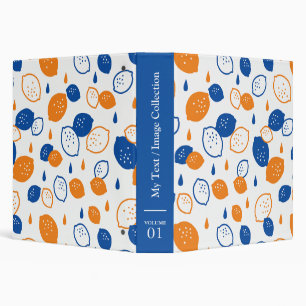 Blue and Orange Lemon Pattern Playful Fruit-Themed Binder