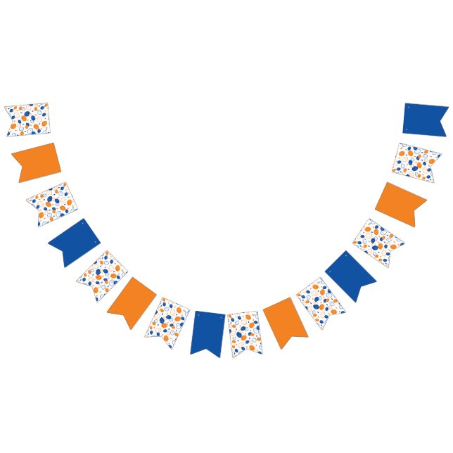 Blue and Orange Lemon Pattern Playful Fruit-Themed Bunting Flags (All)