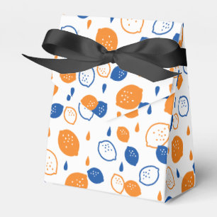 Blue and Orange Lemon Pattern Playful Fruit-Themed Favor Box