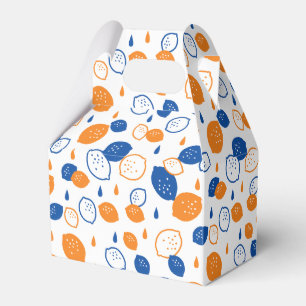 Blue and Orange Lemon Pattern Playful Fruit-Themed Favor Box
