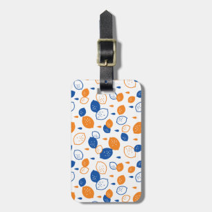 Blue and Orange Lemon Pattern Playful Fruit-Themed Luggage Tag