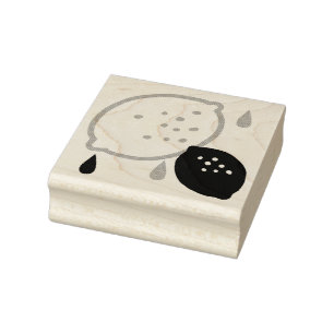 Blue and Orange Lemon Pattern Playful Fruit-Themed Rubber Stamp