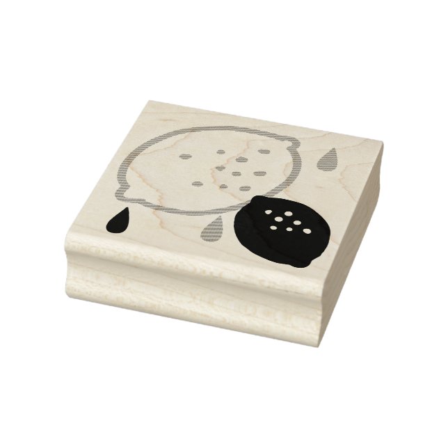 Blue and Orange Lemon Pattern Playful Fruit-Themed Rubber Stamp (Stamp)