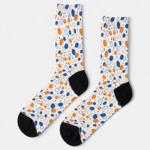 Blue and Orange Lemon Pattern Playful Fruit-Themed Socks