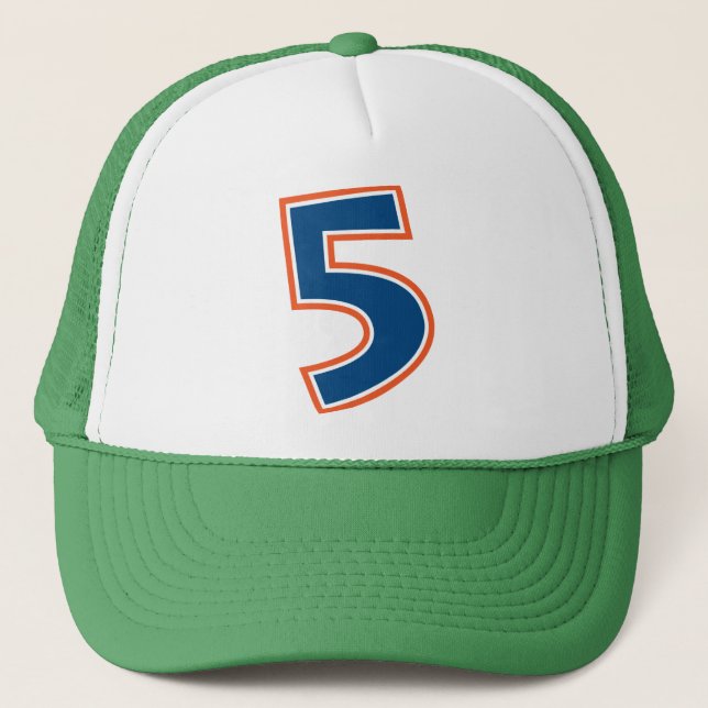 Blue and Orange Number 5 Trucker Hat (Front)