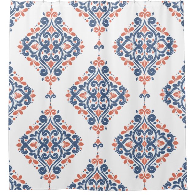 Blue and orange ornamental seamless pattern. Vinta (Front)