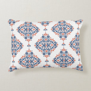 Blue and orange ornamental seamless pattern. Vinta Accent Pillow