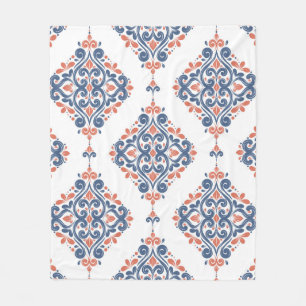Blue and orange ornamental seamless pattern. Vinta Fleece Blanket
