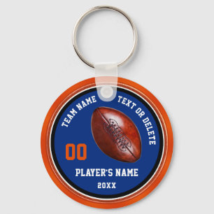 Blue and Orange Personalized Football Keychains