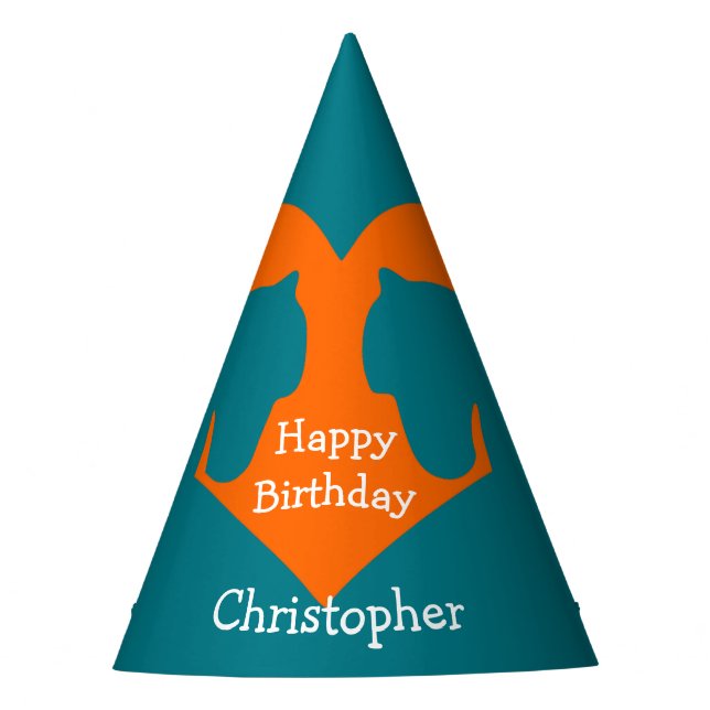 Blue and Orange Personalized Horse Party Hat (Front)