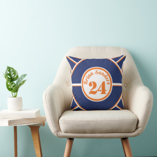 Blue and Orange personalized throw pillow