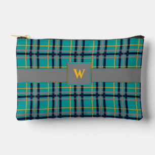Blue and Orange Plaid Accessory Pouch