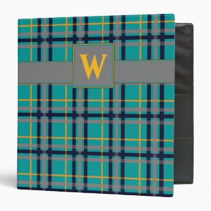 Blue and Orange Plaid Binder