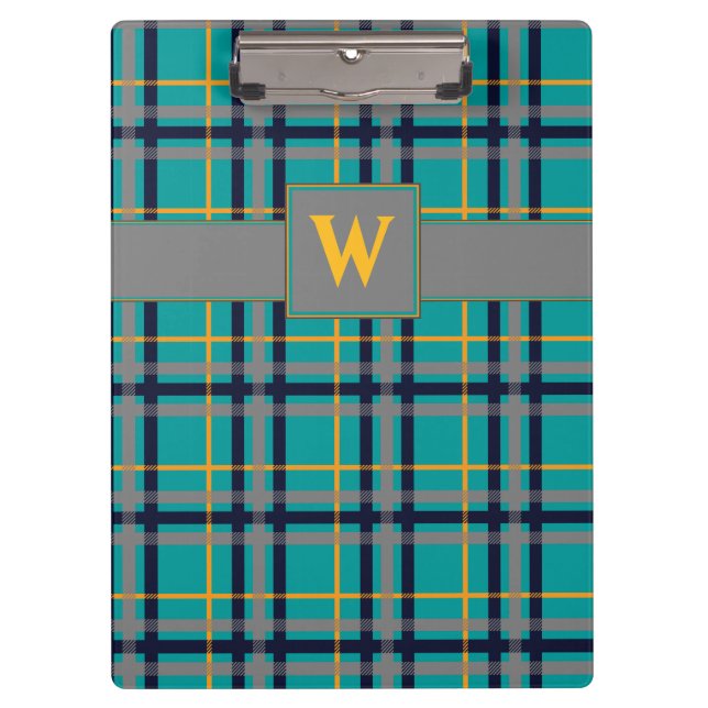Blue and Orange Plaid Clipboard (Front)