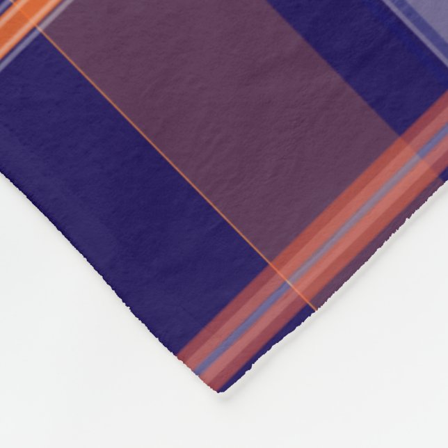Blue and Orange Plaid Fleece Blanket (Corner)