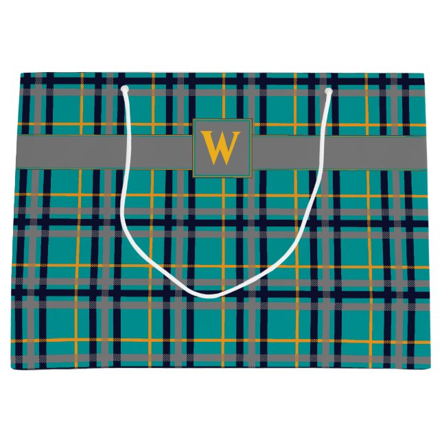 Blue and Orange Plaid Gift Bag (Front)