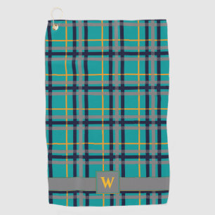 Blue and Orange Plaid Golf Towel