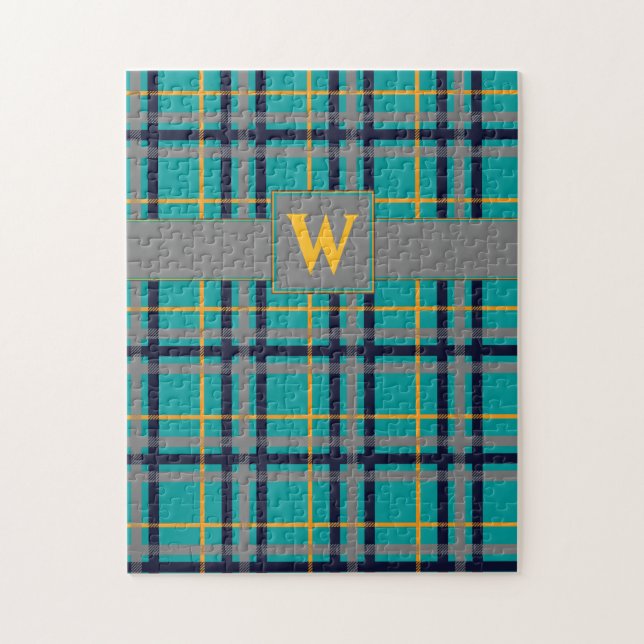 Blue and Orange Plaid Puzzle (Vertical)