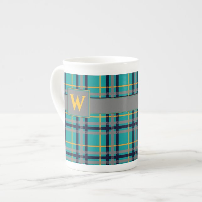 Blue and Orange Plaid Specialty Mug (Front Left)