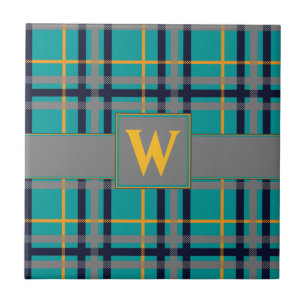 Blue and Orange Plaid Tile