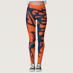 Blue and Orange Pony Horse Stallion Steed Lineart Leggings