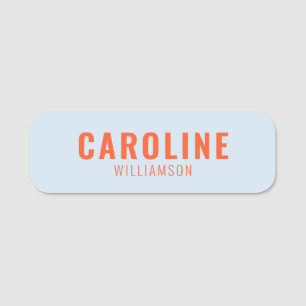 Blue and Orange Retro Typography Creative Modern Name Tag