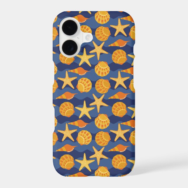 Blue And Orange Seashell Pattern (Back)