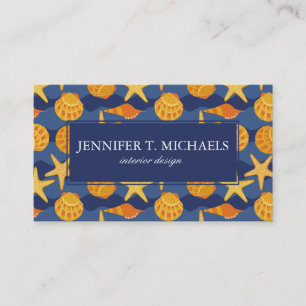 Blue And Orange Seashell Pattern Business Card