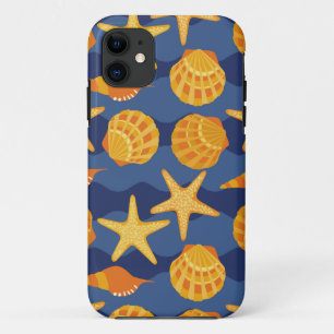 Blue And Orange Seashell Pattern iPhone 11 Case