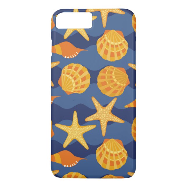 Blue And Orange Seashell Pattern Case-Mate iPhone Case (Back)