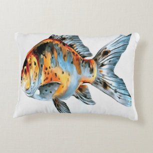 Blue and Orange Shubunkin Goldfish Accent Pillow